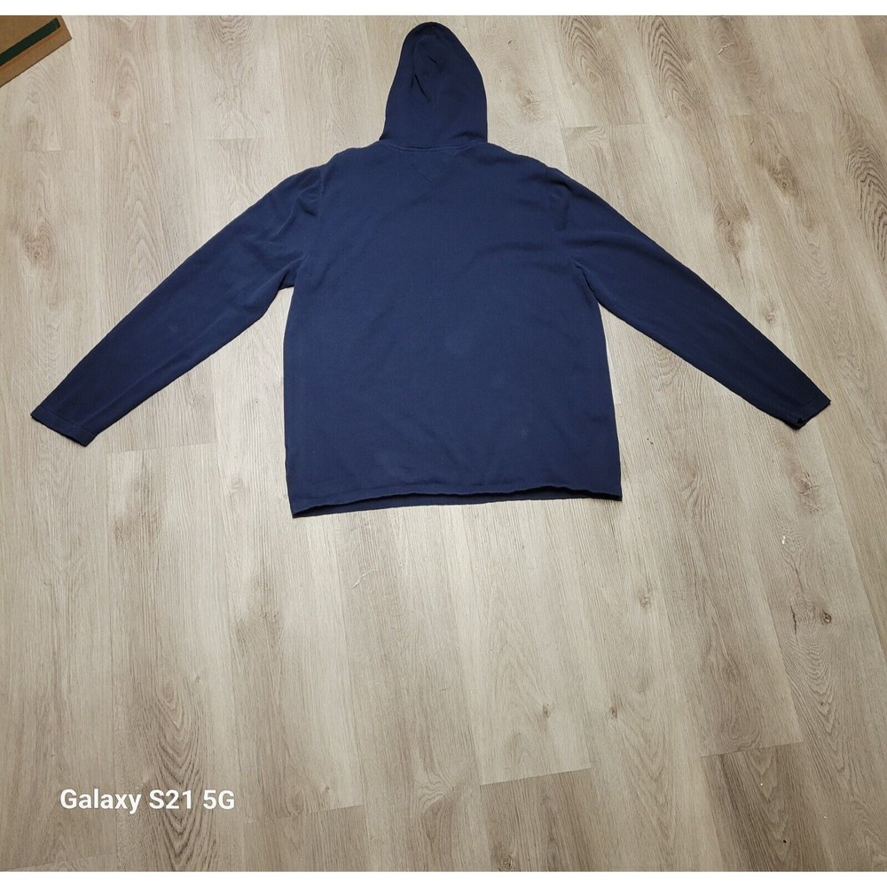 Tommy Hilfiger Men's Plain Hoodie L-Sleeve Pullover Cotton-Polyester Blue XL